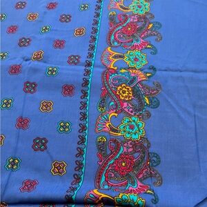 Vintage Blue Paisley border Fabric- Over 2 Yards